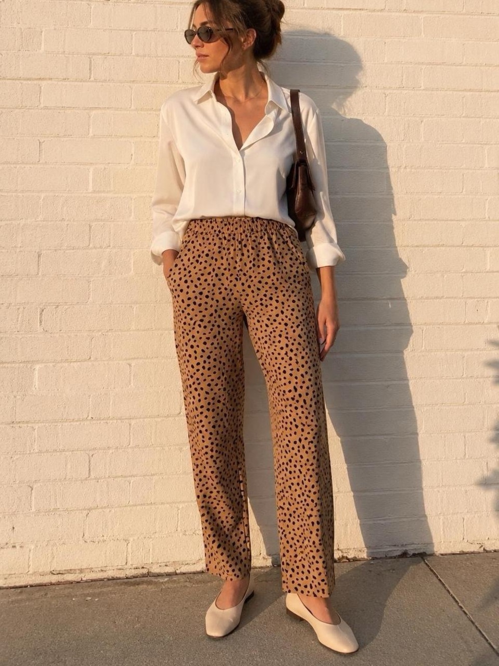 Marine Layer Tan Leopard-Spot Straight Leg Pants
